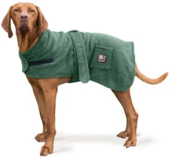 Danish Design Towelling Dog Robe Green - 70cm/28" -Pet Supplies Store Dog Robe cut out 3