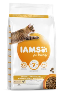 Iams For Vitality Adult Cat Food Hairball Reduction With Chicken - 10kg