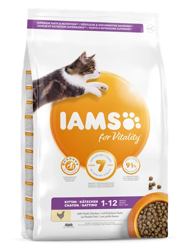 Iams For Vitality Kitten Food With Chicken - 10kg 3 Iams For Vitality Kitten Food With Chicken - 10kg