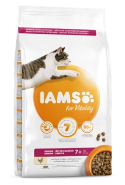 Iams For Vitality Senior Cat Food With Chicken - 10kg