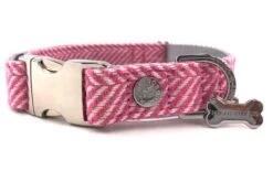 Hugo & Hudson Dog Collar Pink Herringbone - Small (OUT OF STOCK)