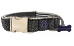 Hugo & Hudson Dog Collar Grey Check Herringbone - Large