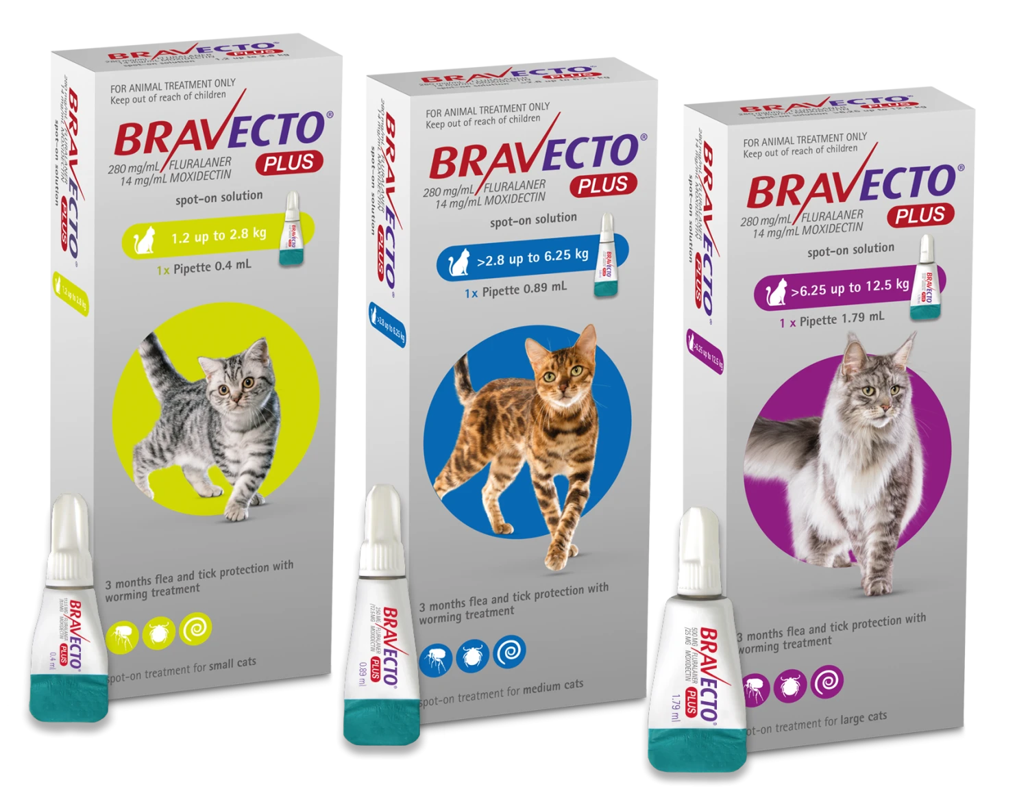 Bravecto Plus Spot On For Cats - Large Cat 500mg (6.25-12.5kg): 1 Pipette 3 Bravecto Plus Spot On For Cats - Large Cat 500mg (6.25-12.5kg): 1 Pipette